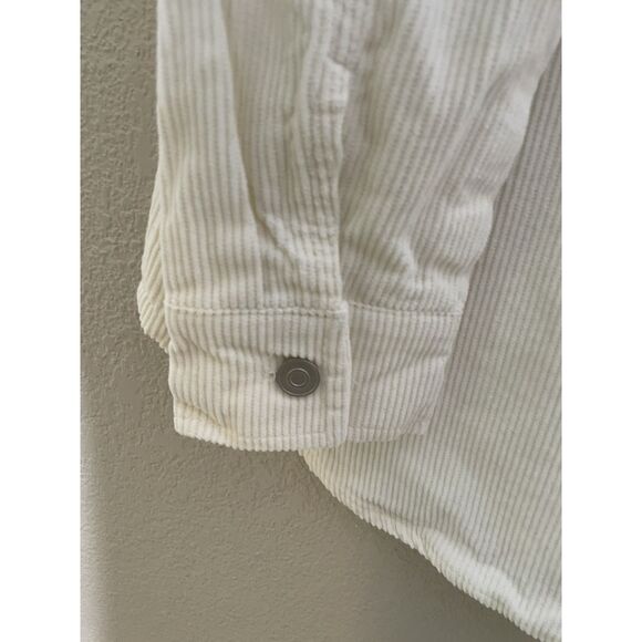 Hello Kitty Size L Corduroy Button Shirt Shacket Wide Wale White Forever 21 - Picture 5 of 9
